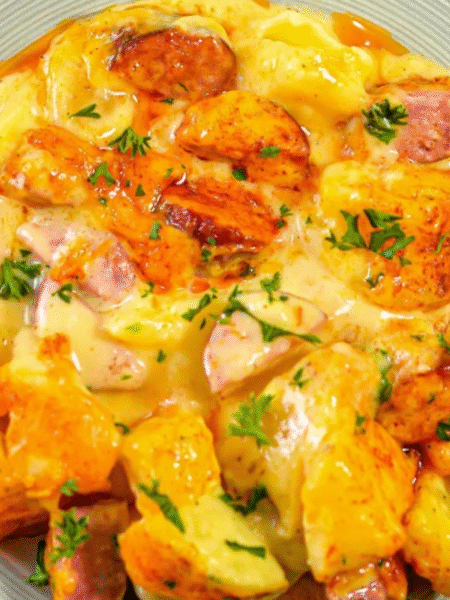 Cheesy Potatoes with Smoked Sausage Recipe