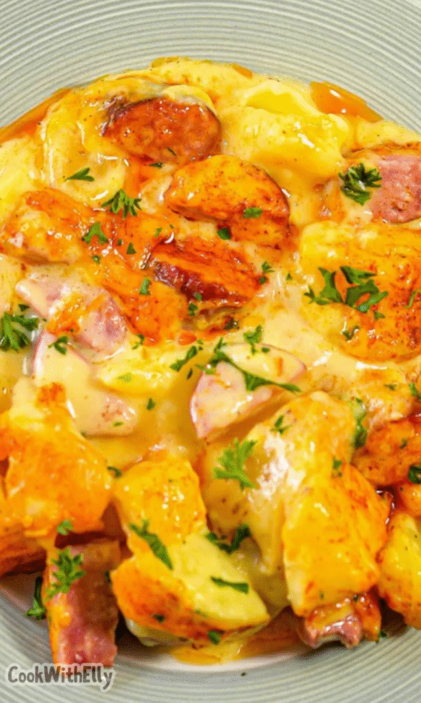 Cheesy Potatoes with Smoked Sausage Recipe