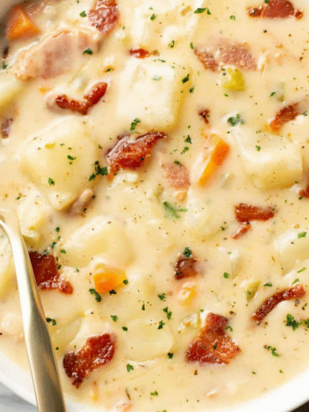 Hearty Cheddar Garlic Herb Potato Soup