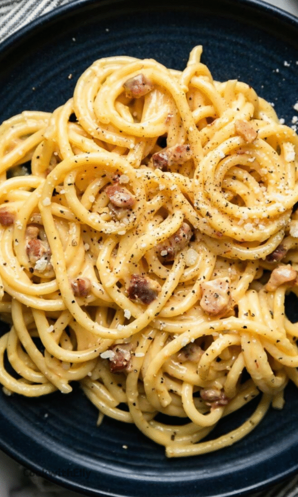 Homemade Pasta Carbonara with Bacon Recipe