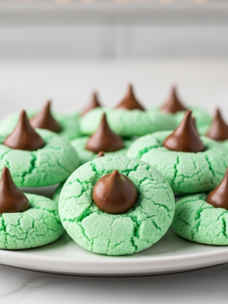Mint Chocolate Kiss Blossom Cookies Recipe