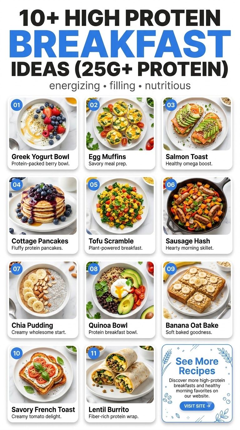 10+ High Protein Breakfast Ideas (25g+ Protein)